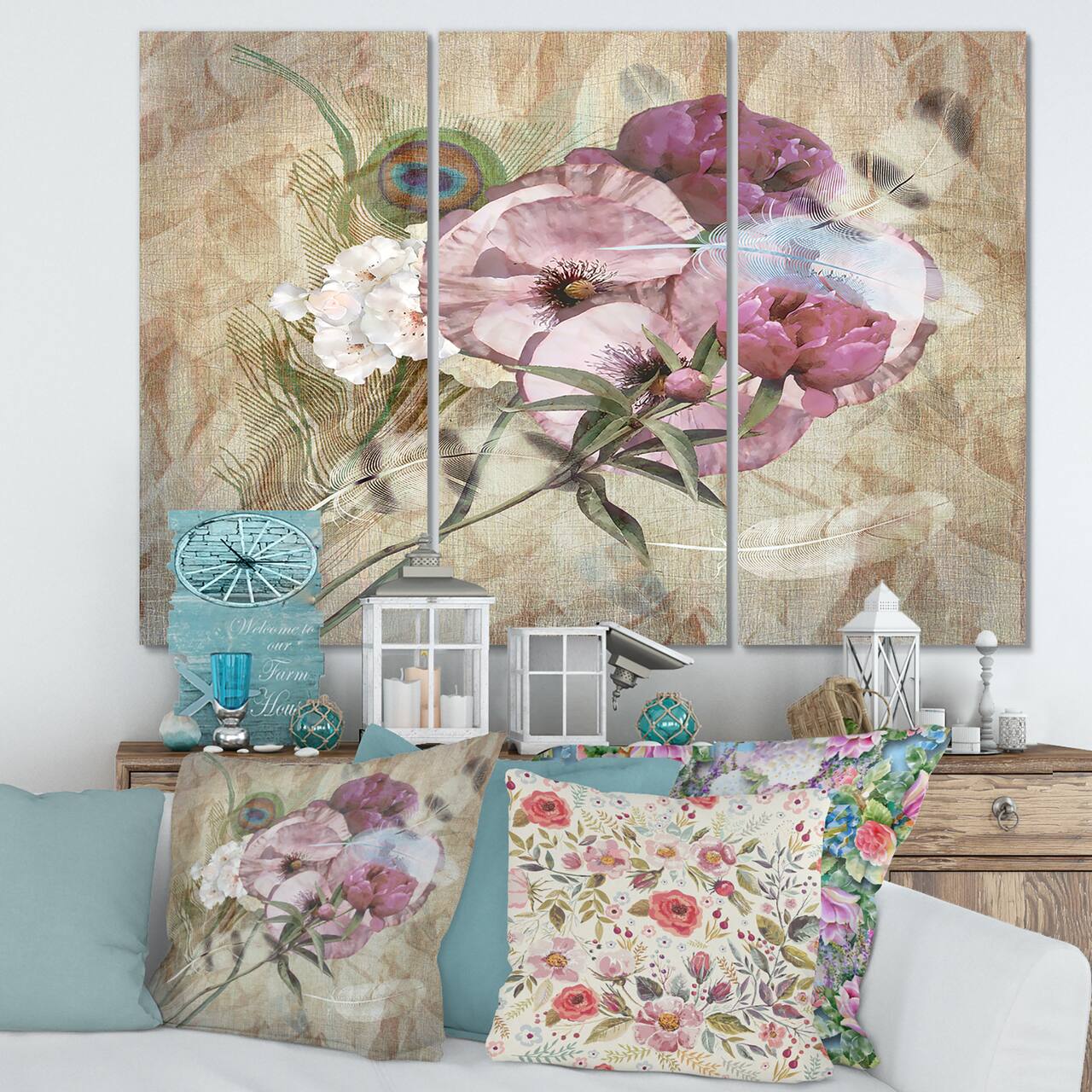 Designart - Iris Bouquet Floral Design - Traditional Canvas Wall Art Print